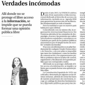 "Verdades incómodas". Artículo de Pilar Vicente en El Día de Valladolid