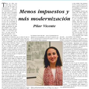 "Menos impuestos y más modernización". Artículo de Pilar Vicente en Delicias al día.